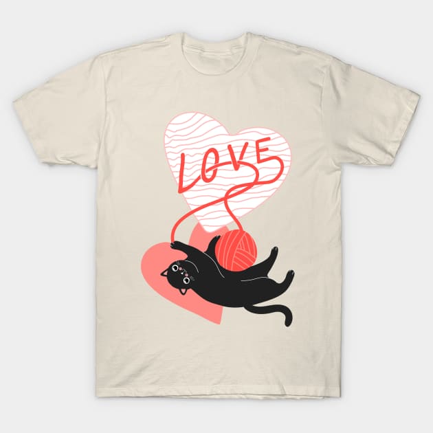 Knitting Love Cat for Cat Lovers T-Shirt by Happy Lime